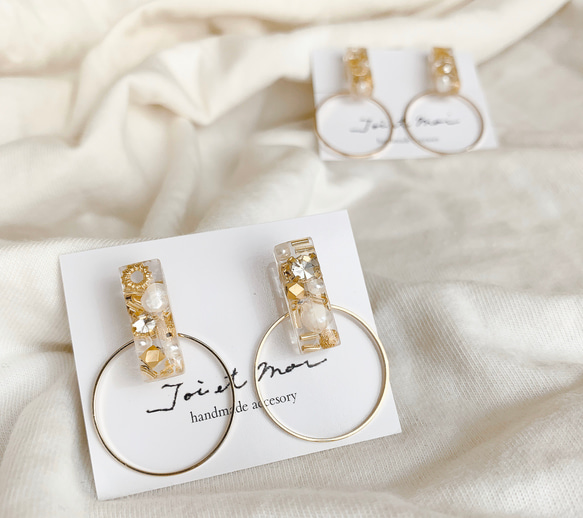 四角レジンピアス.イヤリング ピアス（フープ） Toi et Moi 通販  