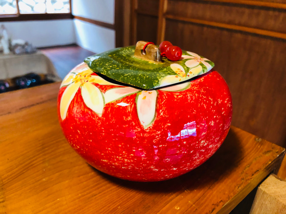 台灣製造 手工繪製 陶瓷 柿柿如意罐 第1張的照片