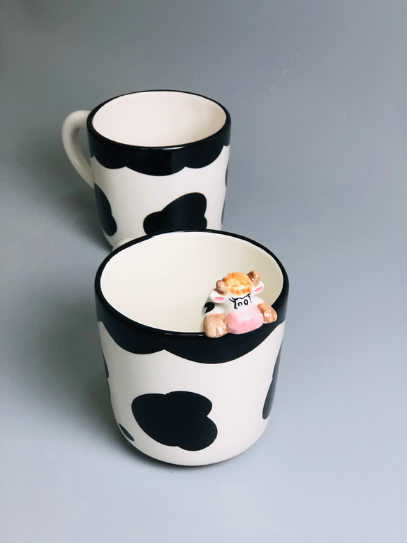 台灣製造 陶瓷乳牛造型杯 手工上色 食用安全杯緣小物 第6張的照片