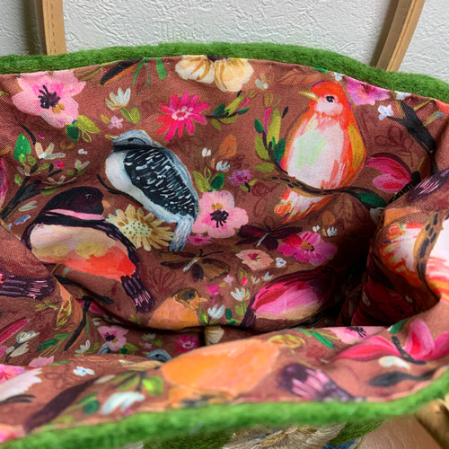 お出かけねこさん 羊毛フェルト生地のバッグ トートバッグ はな