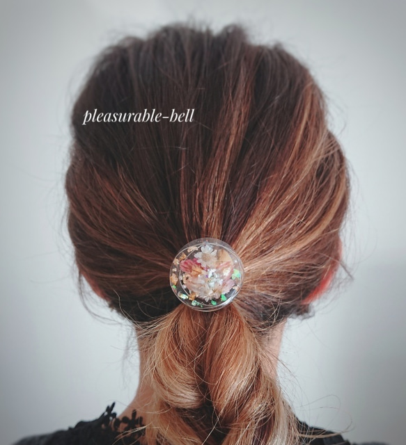 レジンヘアゴムポニーフックドライフラワーNo.150