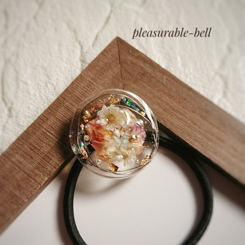 アンティークFlower(ドライフラワー)レジンヘアゴム/ポニーフック