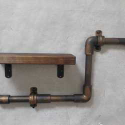 インダストリアルな配管ウォールシェルフ　空中棚　アイアン家具 382194-img.jpg