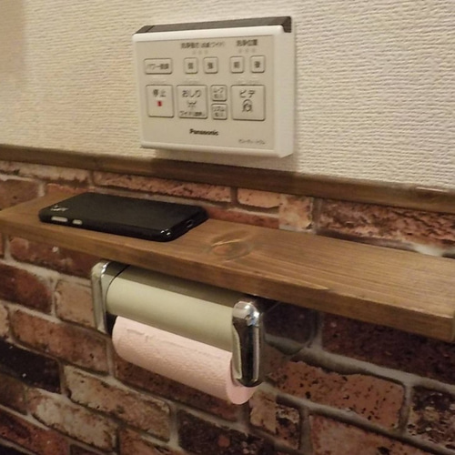 スマホ＆携帯置きトイレットペーパー ホルダー 棚（K12） バス・トイレ