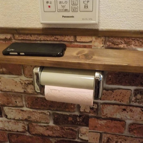 スマホ＆携帯置きトイレットペーパー ホルダー 棚（K12） バス