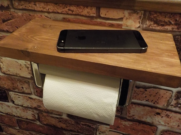 ブロンズ スマホ＆携帯置きトイレットペーパー ホルダー 棚 バス