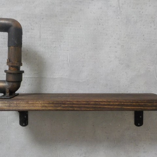 インダストリアル系シェルフ アンティークブロンズパイプ水道管パーツ