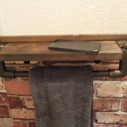 ティッシュシェルフ タオルホルダーつき タオルハンガー・タオル掛け