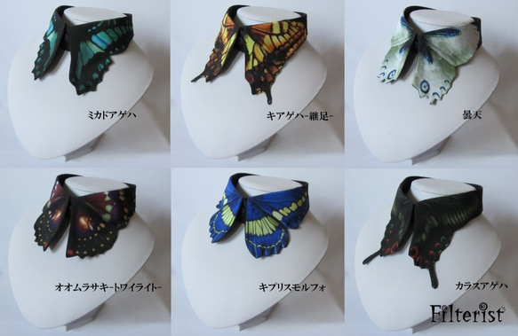 蝶々付け衿:ミヤマカラスアゲハ 3枚目の画像