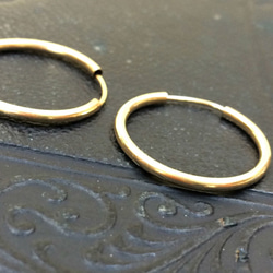 14kgf 　25mm フープ　ピアス 14kgf Gold Hoop Pierce 14カラットゴールドフィルド 1枚目の画像