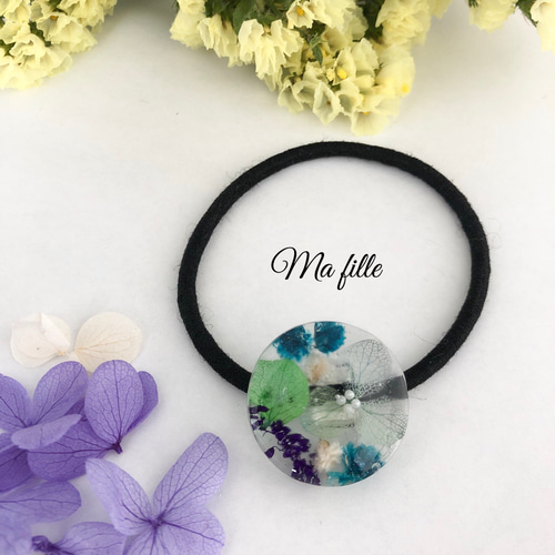 レジンヘアゴムポニーフックドライフラワーNo.115