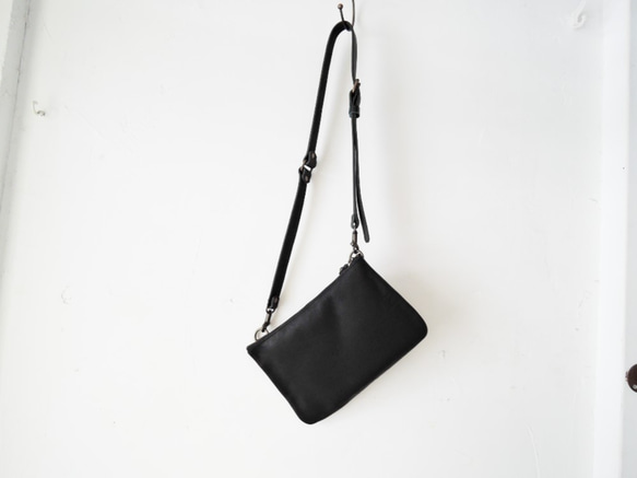 黒 レザー サコッシュ ショルダーバッグ SLOW ショルダーバッグ スロウ / cb-sacoche クロムステアレザー