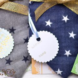 スタイ*出産祝いにご祝儀袋型のデニム調星柄とヒッコリーの２wayバンダナスタイ　 2枚目の画像