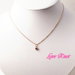 [Love Knot]再販・ピンクゴールドピンクトルマリンカラースワロフスキープチネックレス 3枚目の画像