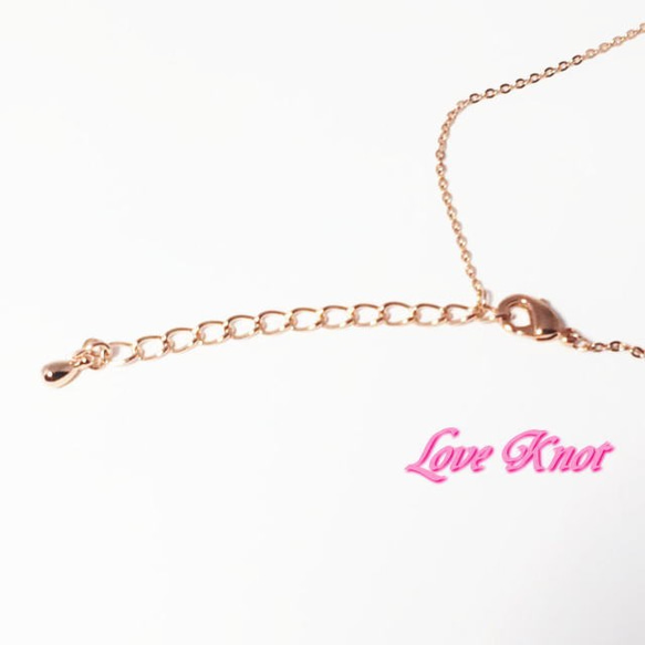 [Love Knot]再販・ピンクゴールドピンクトルマリンカラースワロフスキープチネックレス 4枚目の画像
