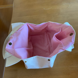 １１号帆布の猫型トートバッグ（肉球ピンクタイプ） 4枚目の画像
