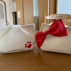 １１号帆布の猫型トートバッグ（肉球ピンクタイプ） 7枚目の画像
