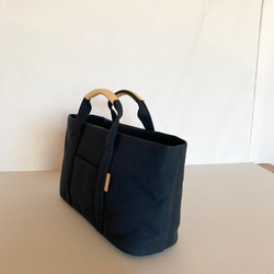 ☆Ｓサイズ☆紺ネイビーレザー×オレンジ裏地のミニトートバッグ!日本製　姫路レザー ☆受注生産☆小さめSサイズ☆紺ネイビーレザー×オレンジ裏地の