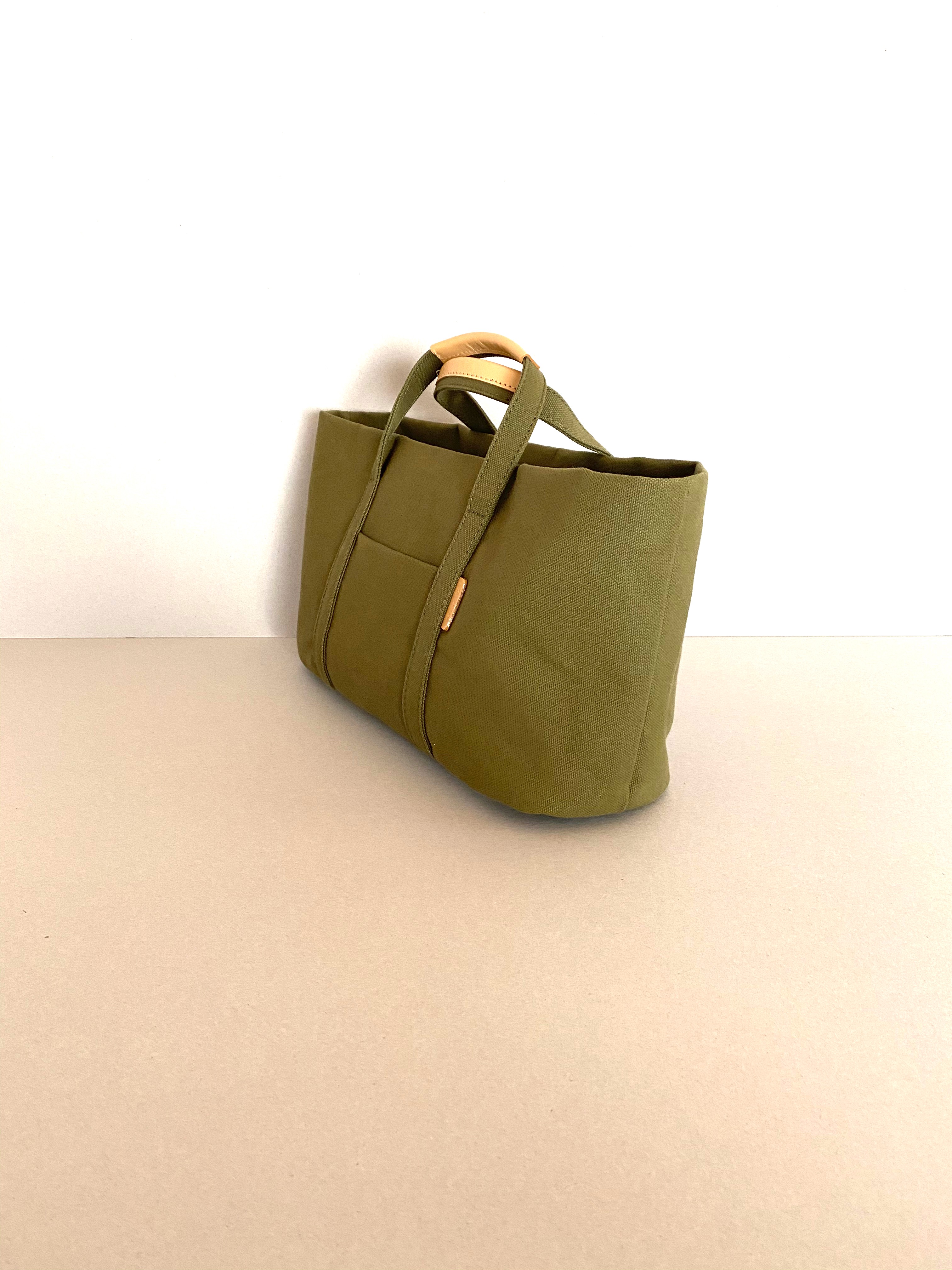 8号帆布　　横長トートバックM  カーキ