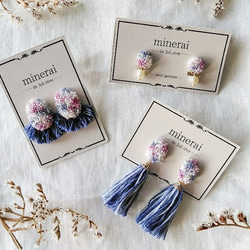 softblue & flowerpink  × purpleblue tassel＊earrings or Pierc 2枚目の画像