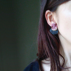 softblue & flowerpink  × purpleblue tassel＊earrings or Pierc 4枚目の画像