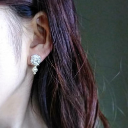 〔petit♪〕softblue & flowerpink＊earrings(or Pierce） 3枚目の画像