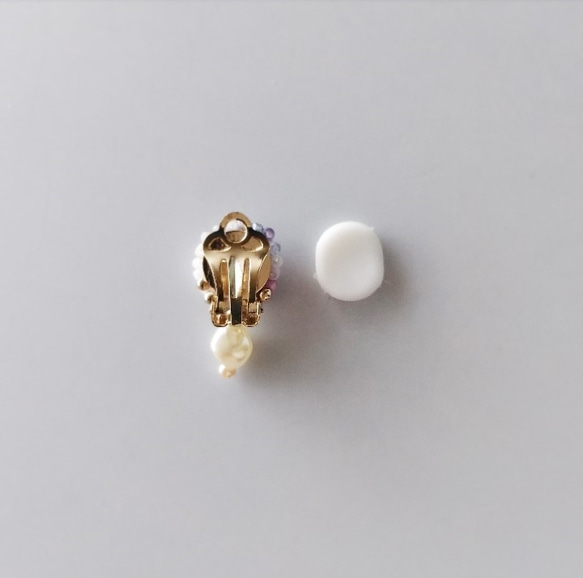 〔petit♪〕hydrangea gradation ＆ cotton pearl＊earrings(or Pierc 4枚目の画像