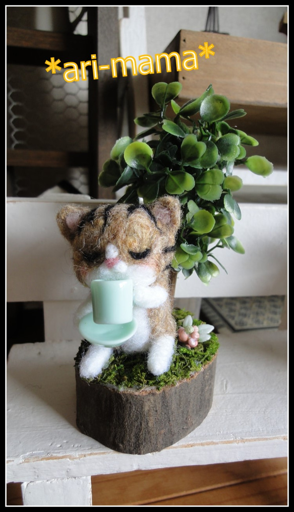 ＊木陰でお茶を飲むねこちゃん＊ 1枚目の画像