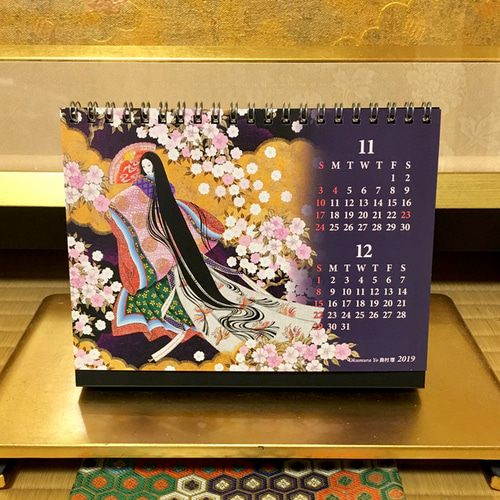 源氏物語絵巻〉2019年卓上カレンダー その他アート 奥村瓔＆Mamiya
