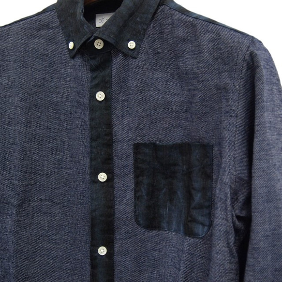 <Mサイズ>傳統工藝品Arimatsu Tatsumaki軋製面料改變淨化器鈕扣襯衫男裝由Tsumugi Lab 第3張的照片