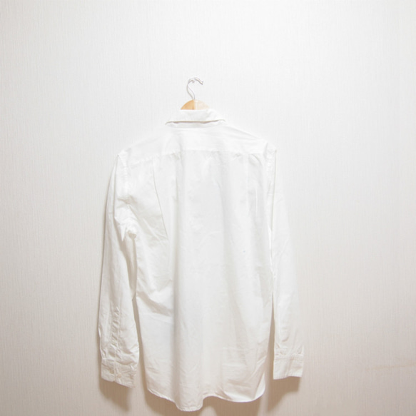 <Lサイズ> 伝統工芸職人による染め オーバーサイズシャツ　アシンメトリーハンドプリーツプリンティング　by ツムギラボ 2枚目の画像