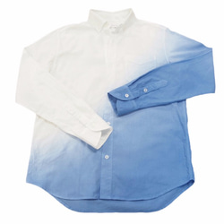 <M>伝統工芸×ブルーグラデーション  オーガニックコットンオックスフォード 日本製ボタンダウンシャツ 4枚目の画像