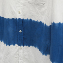 50%OFF<Sサイズ>知多木綿 別注 日本製オックスフォード生地 ボタンダウンシャツ　逆帽子絞り ブルーライン 2枚目の画像