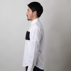 &lt;Black M size&gt;獨特的x傳統工藝，採用Tsumugi Lab的Arimatsu擠壓面料製成的牛津系扣襯衫 第4張的照片