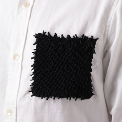 &lt;Black M size&gt;獨特的x傳統工藝，採用Tsumugi Lab的Arimatsu擠壓面料製成的牛津系扣襯衫 第6張的照片