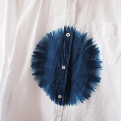 赤塔棉×靛藍染料日式襯衫逆向大帽領帶染料01鈕扣式靛藍襯衫 第2張的照片