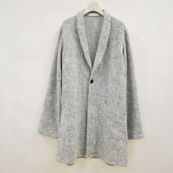 <30％OFF>尾州生地で作った日本製ショールカラーコート ユニセックス Bishu wool nylon coat 1枚目の画像