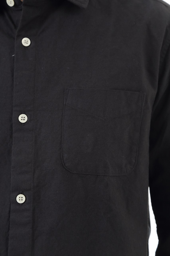 知多木綿×名古屋黒紋付染 日本の黒染めシャツ マックロ 綿100%レギュラーカラー 8枚目の画像