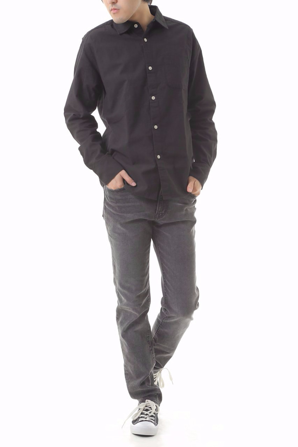 <Mサイズ> “Ichigo-no-kai”黑色Mura染色襯衫&lt;赤塔棉織物和名古屋黑冠染色&gt; 第3張的照片