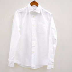 &lt;M大小&gt;使用一個簡單的日本白色棉襯衫的襯衫繭綢於吃他繭綢織物 第1張的照片
