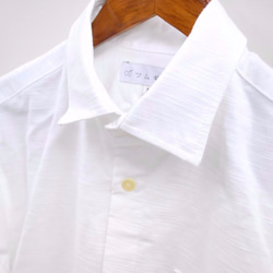 <Lサイズ>簡單的日式白襯衫使用於吃塌春亞紡面料棉綢襯衫 第2張的照片