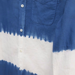 50%OFF＜M>知多木綿 別注 日本製オックスフォード生地 ボタンダウンシャツ ブルー×ホワイトライン 2枚目の画像
