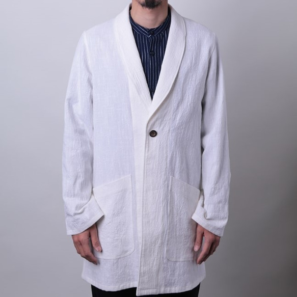 賓果瀨戶披肩領大衣超大紋理生成中性設計日本製造 第1張的照片