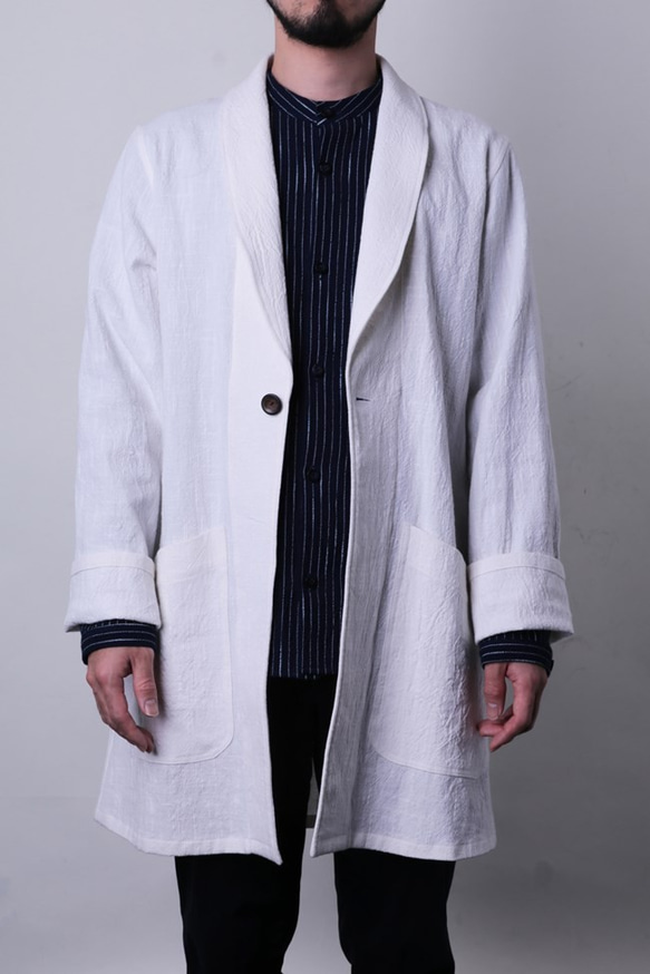 賓果瀨戶披肩領大衣超大紋理生成中性設計日本製造 第7張的照片