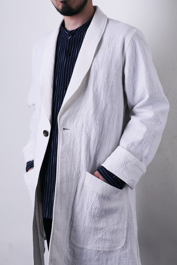 賓果瀨戶披肩領大衣超大紋理生成中性設計日本製造 第8張的照片