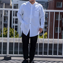 ＜OSOCU＞知多木綿 晒生地を使った真っ白な ロングシャツ ユニセックス サイドスリットデザイン 2枚目の画像