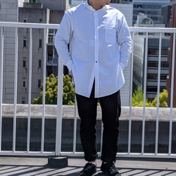 ＜OSOCU＞知多木綿 晒生地を使った真っ白な ロングシャツ ユニセックス サイドスリットデザイン 5枚目の画像