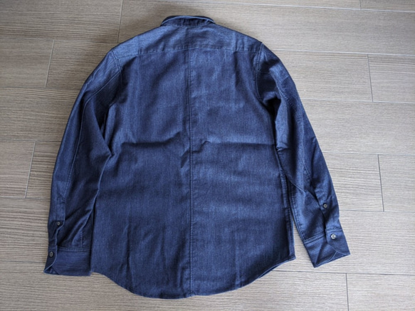 9着限定＜OSOCU×HandWorks＞備後節織 パッチワークデザイン レギュラーカラー フリルシャツ 「飾」 日本製 2枚目の画像