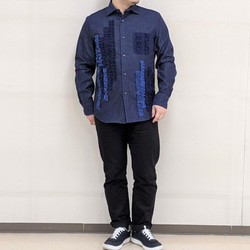 僅限9件&lt;OSOCU x HandWorks&gt; Bigo Setsuori拼佈設計常規顏色褶邊襯衫“ Decorat 第6張的照片