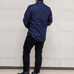 9着限定＜OSOCU×HandWorks＞備後節織 パッチワークデザイン レギュラーカラー フリルシャツ 「飾」 日本製 10枚目の画像